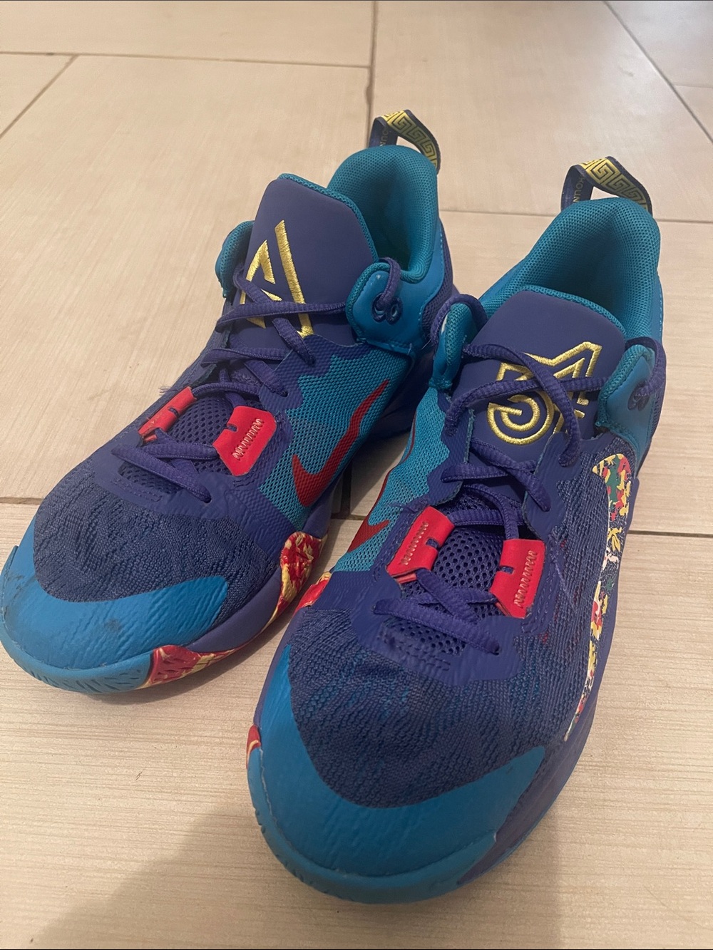 Nike Kids Basketball Sneakers in Blue, Teal & Red